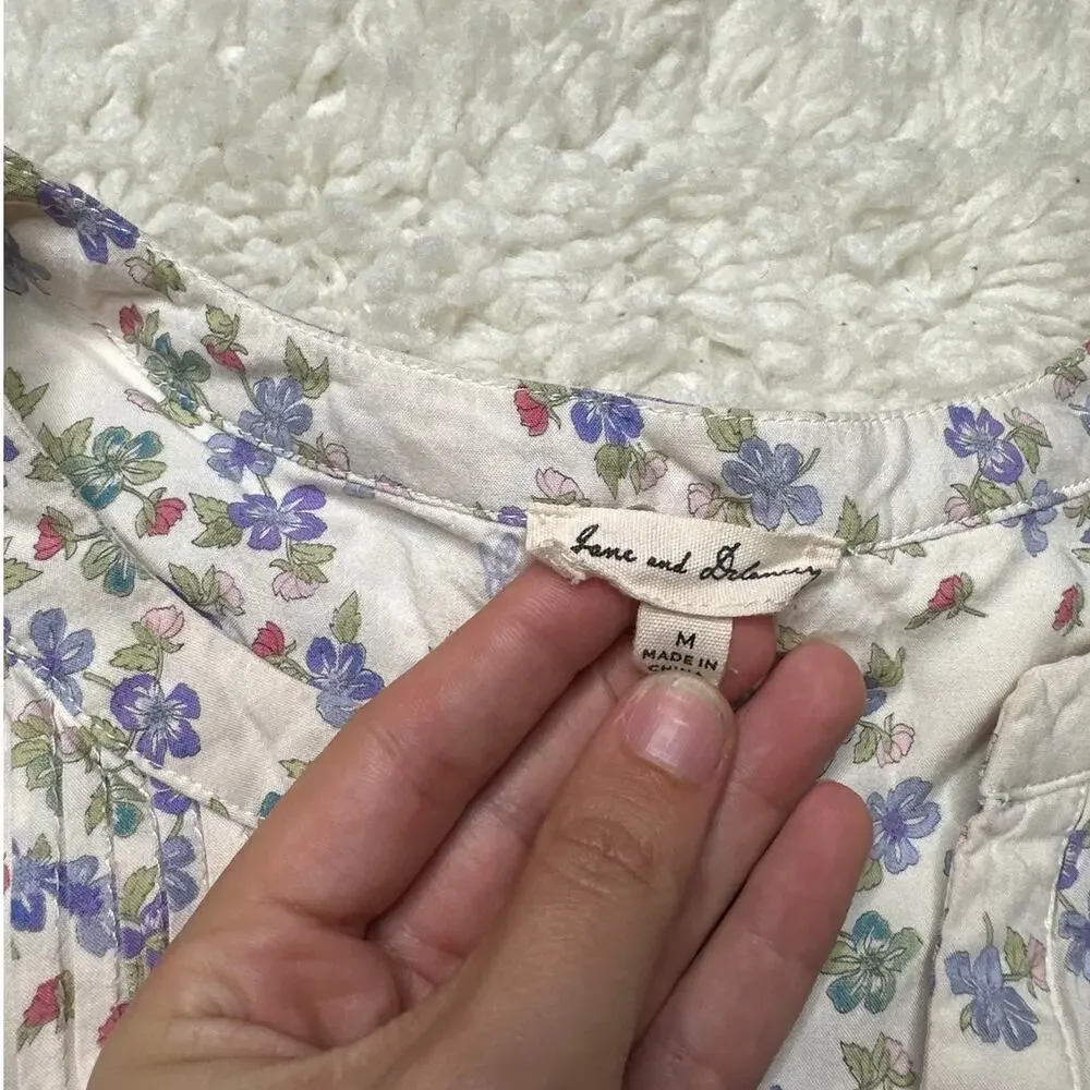 Jane and Delancey Floral Button Front Lightweight Top Cottagecore Lavender PP2 - Picture 3 of 10